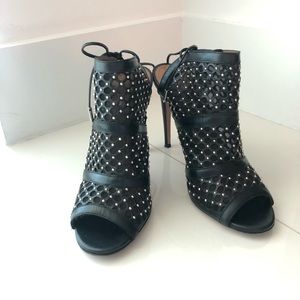 Aquzzura Leather Mesh Studded Heels